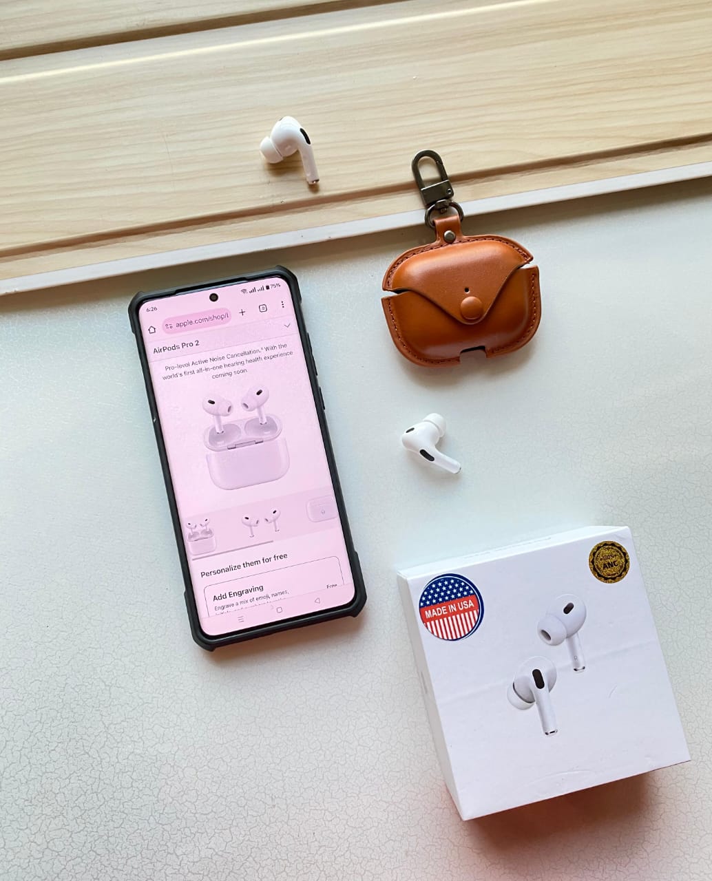 🔥 Airpod pro2 with Leather Case🔥