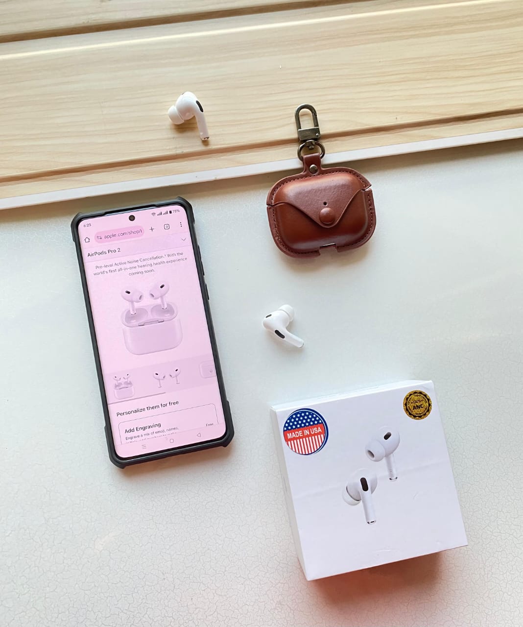 🔥 Airpod pro2 with Leather Case🔥